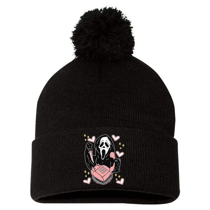Scary Ghost Face Phone Ghostface Calling Pom Pom 12in Knit Beanie