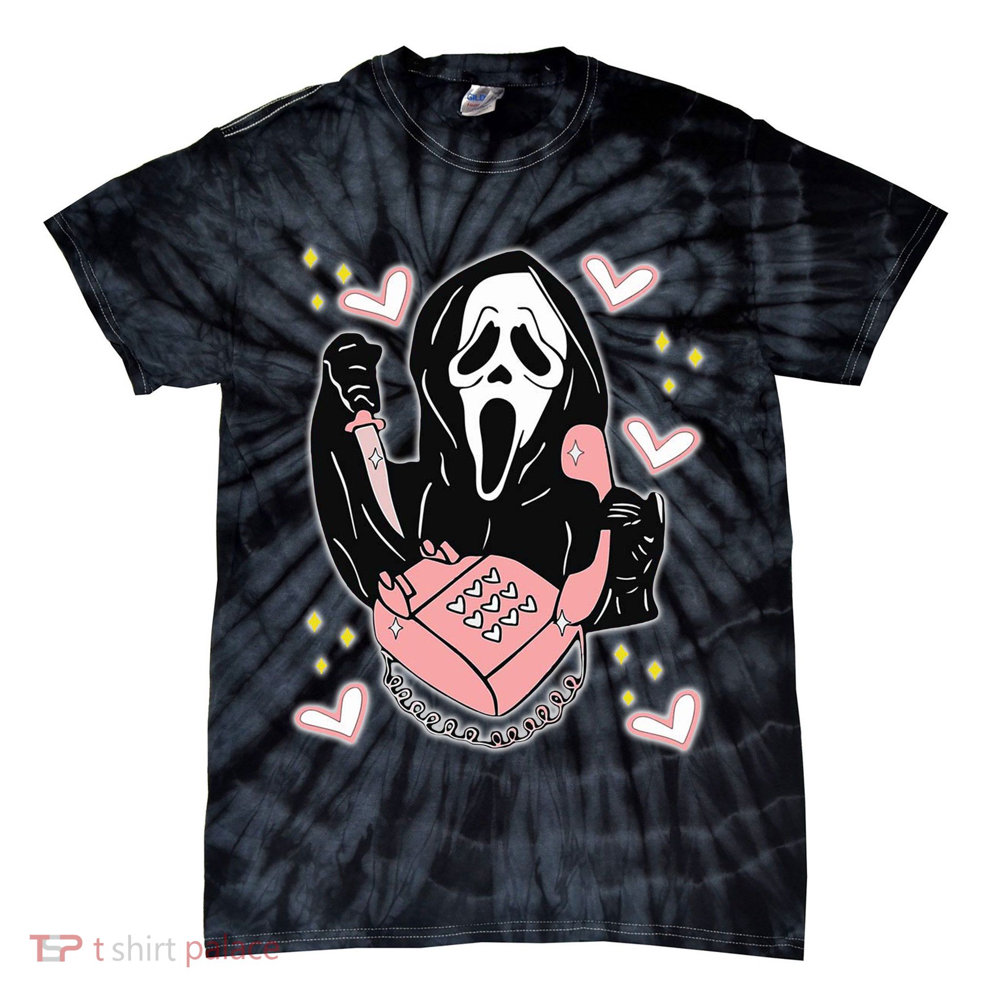 Scary Ghost Face Phone Ghostface Calling Tie-Dye T-Shirt