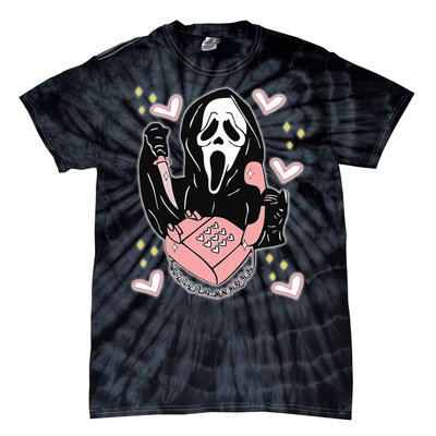 Scary Ghost Face Phone Ghostface Calling Tie-Dye T-Shirt