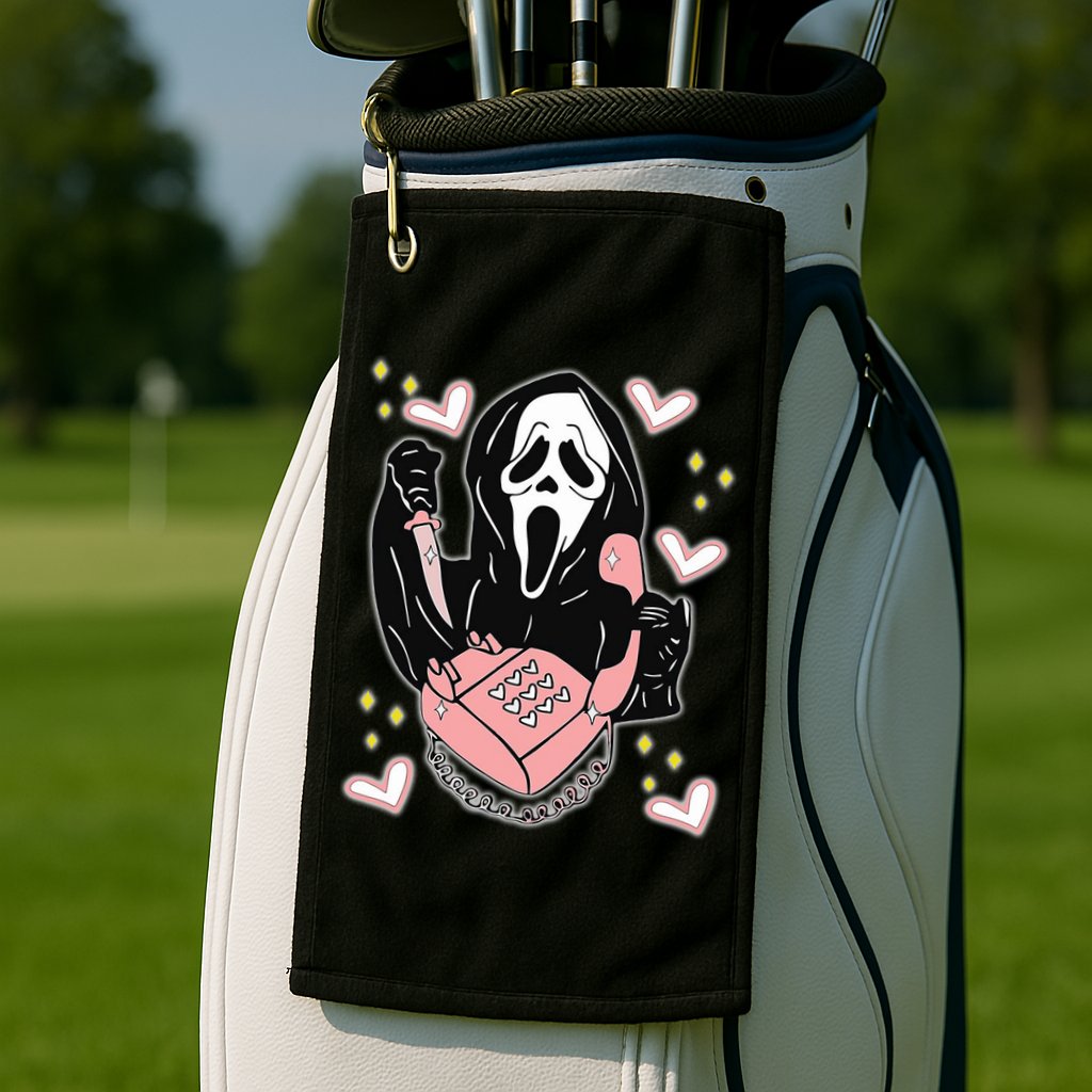 Scary Ghost Face Phone Ghostface Calling Golf Towel