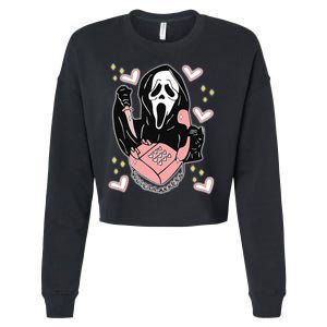 Scary Ghost Face Phone Ghostface Calling Cropped Pullover Crew