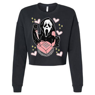 Scary Ghost Face Phone Ghostface Calling Cropped Pullover Crew