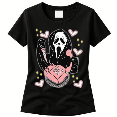 Scary Ghost Face Phone Ghostface Calling Womens T-Shirt