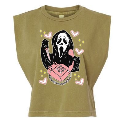 Scary Ghost Face Phone Ghostface Calling Garment-Dyed Women's Muscle Tee