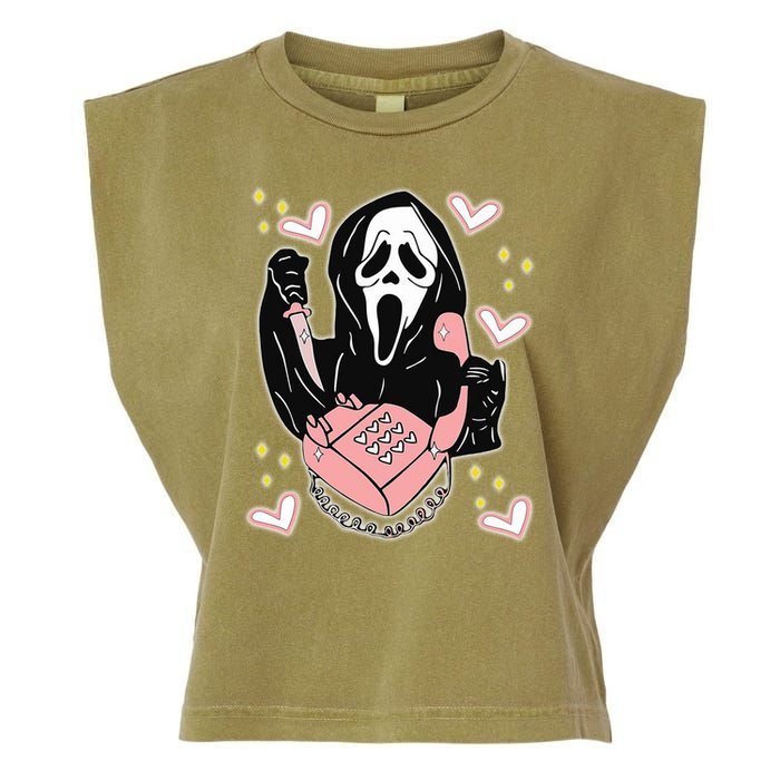 Scary Ghost Face Phone Ghostface Calling Garment-Dyed Women's Muscle Tee