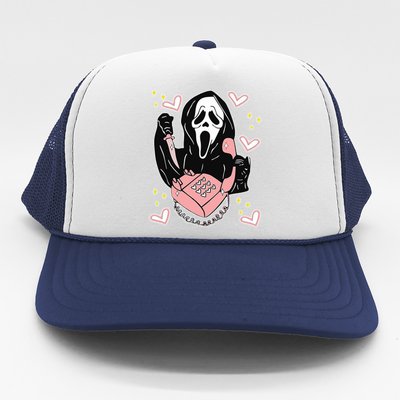 Scary Ghost Face Phone Ghostface Calling Trucker Hat