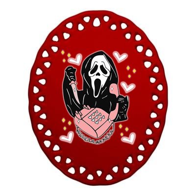 Scary Ghost Face Phone Ghostface Calling Ceramic Oval Ornament