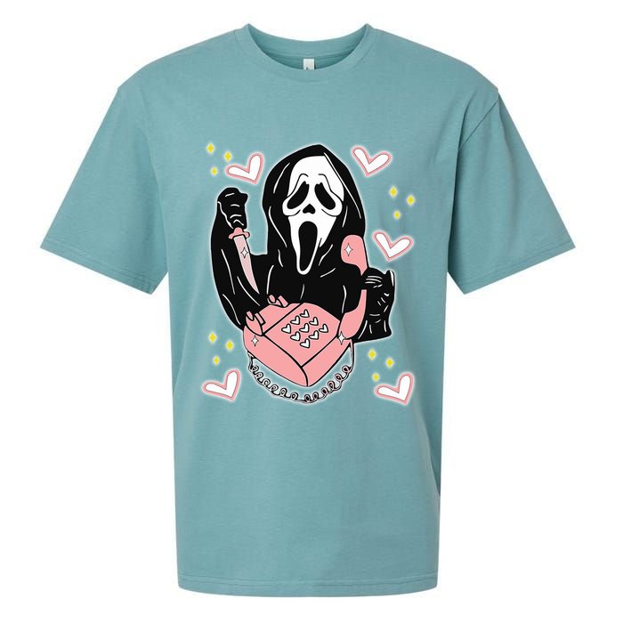 Scary Ghost Face Phone Ghostface Calling Sueded Cloud Jersey T-Shirt