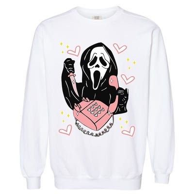 Scary Ghost Face Phone Ghostface Calling Garment-Dyed Sweatshirt