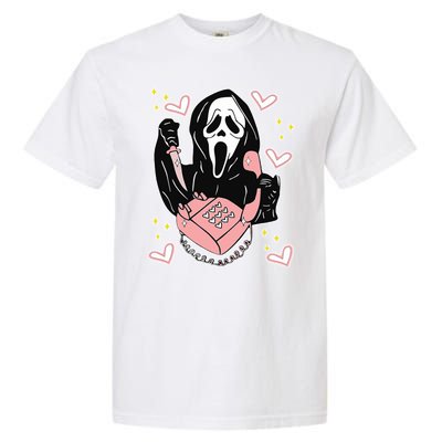 Scary Ghost Face Phone Ghostface Calling Garment-Dyed Heavyweight T-Shirt