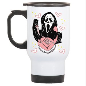 Scary Ghost Face Phone Ghostface Calling Stainless Steel Travel Mug