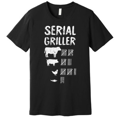 Serial Griller Fathers Day Funny Grilling Grill BBQ Master Premium T-Shirt