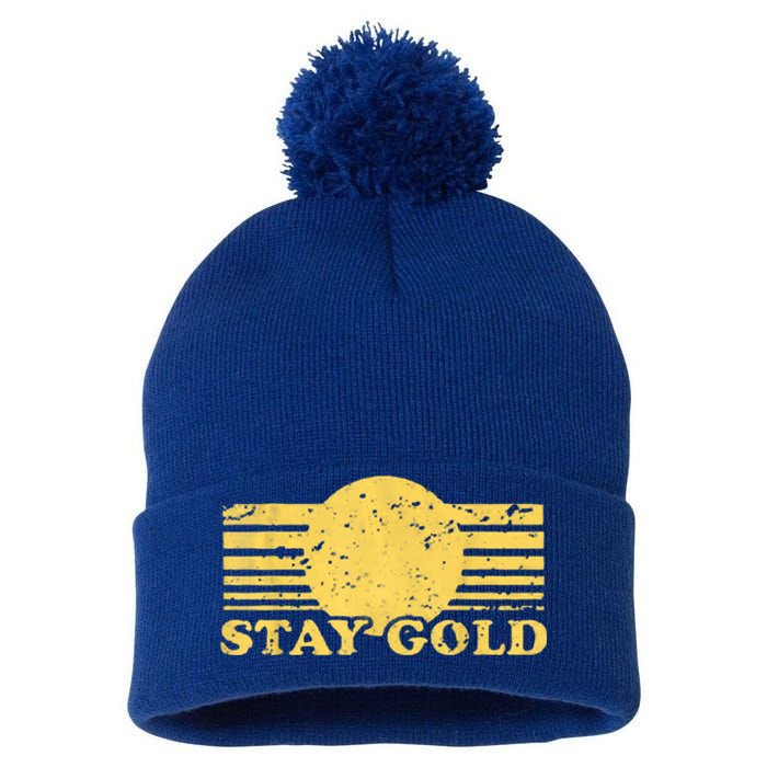 Stay Gold Funny Saying Graphic Gift Pom Pom 12in Knit Beanie