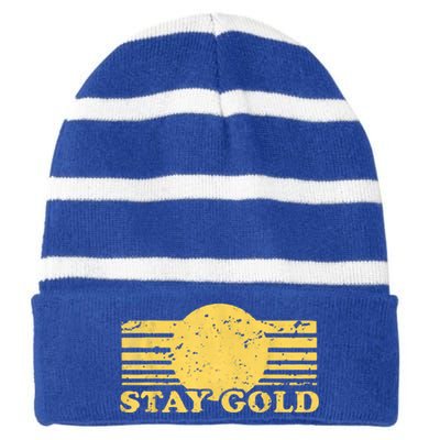 Stay Gold Funny Saying Graphic Gift Striped Beanie with Solid Band