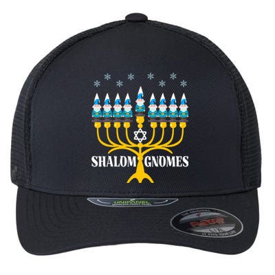 Shalom Gnomes Funny Jewish Hanukkah Pajamas Chanukah Lights  Flexfit Unipanel Trucker Cap