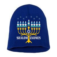 Shalom Gnomes Funny Jewish Hanukkah Pajamas Chanukah Lights  Short Acrylic Beanie