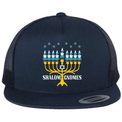 Shalom Gnomes Funny Jewish Hanukkah Pajamas Chanukah Lights  Flat Bill Trucker Hat