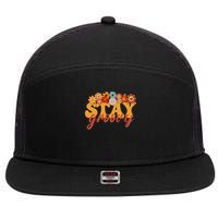 Stay Groovy Flower Power Retro Hippie Vibes 7 Panel Mesh Trucker Snapback Hat