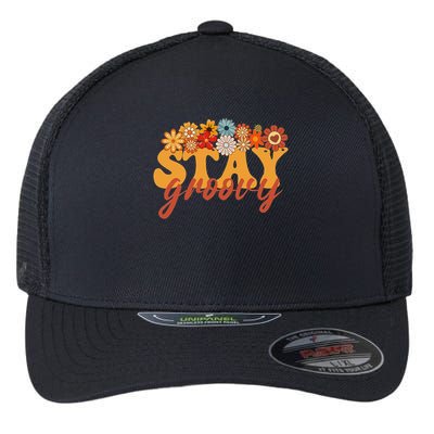 Stay Groovy Flower Power Retro Hippie Vibes Flexfit Unipanel Trucker Cap