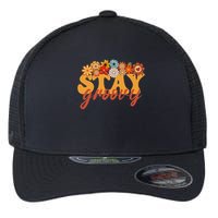 Stay Groovy Flower Power Retro Hippie Vibes Flexfit Unipanel Trucker Cap
