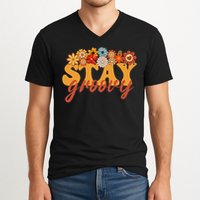 Stay Groovy Flower Power Retro Hippie Vibes V-Neck T-Shirt