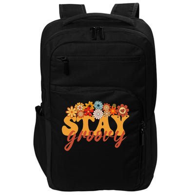 Stay Groovy Flower Power Retro Hippie Vibes Impact Tech Backpack