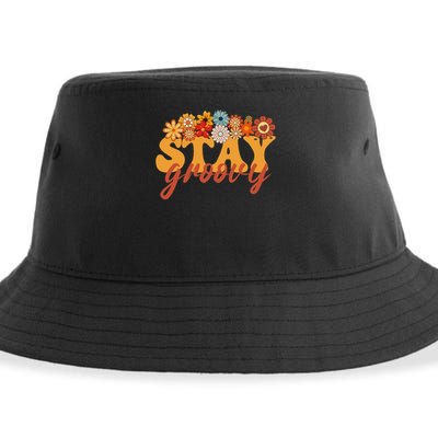 Stay Groovy Flower Power Retro Hippie Vibes Sustainable Bucket Hat