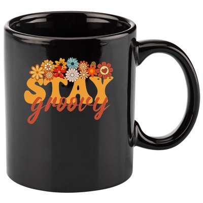 Stay Groovy Flower Power Retro Hippie Vibes 11oz C Handle Ceramic Mug