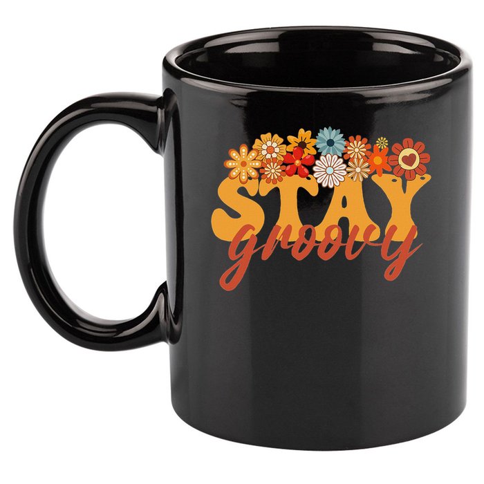 Stay Groovy Flower Power Retro Hippie Vibes 11oz C Handle Ceramic Mug