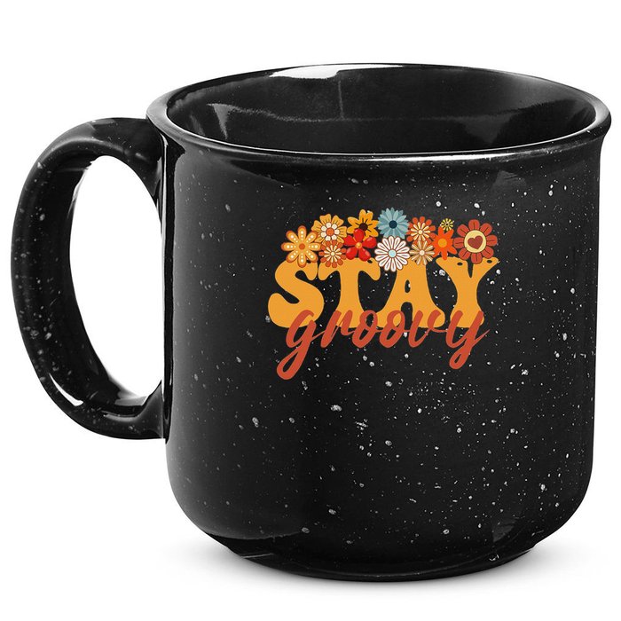 Stay Groovy Flower Power Retro Hippie Vibes 15oz Campfire Ceramic Mug