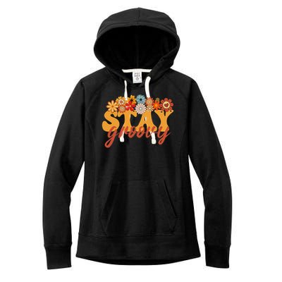 Stay Groovy Flower Power Retro Hippie Vibes Women's Fleece Hoodie