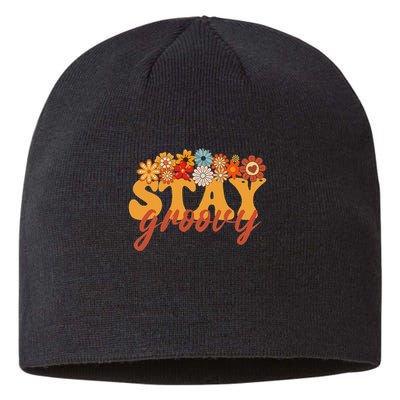 Stay Groovy Flower Power Retro Hippie Vibes Sustainable Beanie