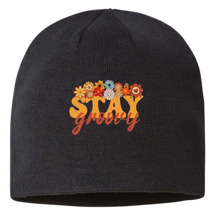 Stay Groovy Flower Power Retro Hippie Vibes Sustainable Beanie