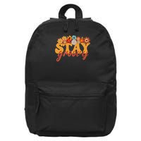 Stay Groovy Flower Power Retro Hippie Vibes 16 in Basic Backpack