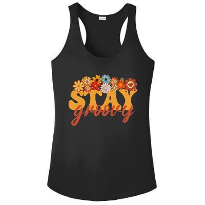 Stay Groovy Flower Power Retro Hippie Vibes Ladies PosiCharge Competitor Racerback Tank