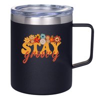 Stay Groovy Flower Power Retro Hippie Vibes 12oz Stainless Steel Coffee Mug