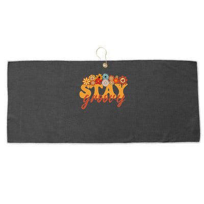Stay Groovy Flower Power Retro Hippie Vibes Large Microfiber Waffle Golf Towel