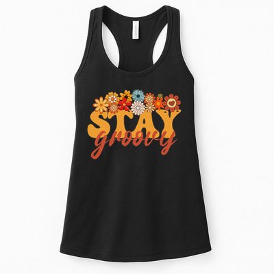 Stay Groovy Flower Power Retro Hippie Vibes Womens Tank Top