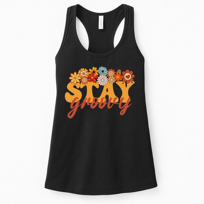 Stay Groovy Flower Power Retro Hippie Vibes Womens Tank Top