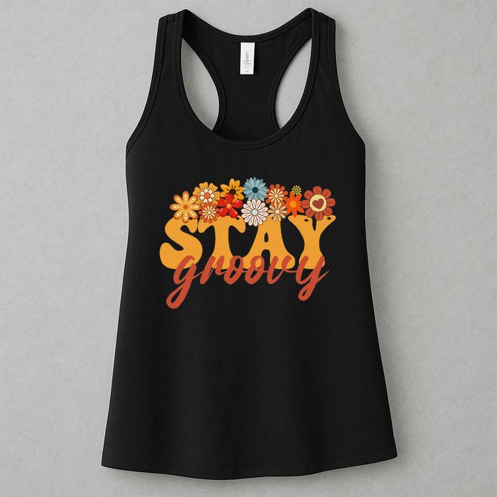 Stay Groovy Flower Power Retro Hippie Vibes Womens Tank Top