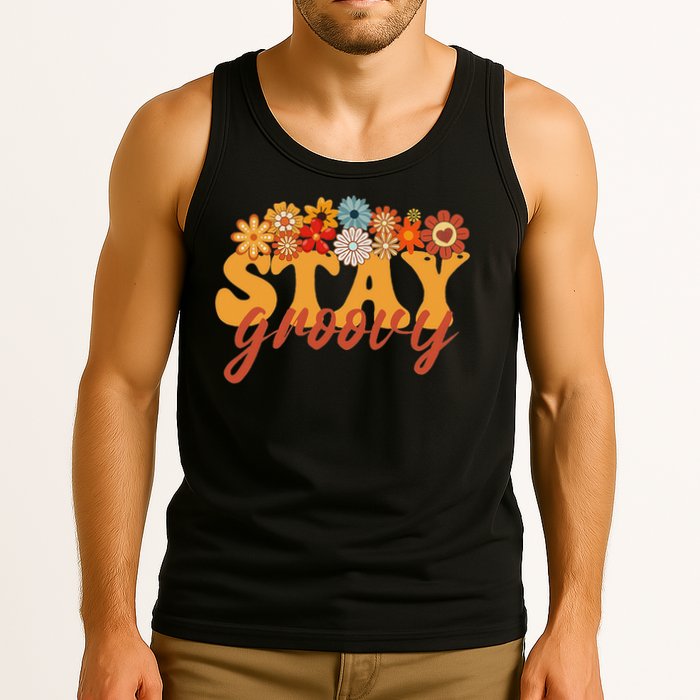 Stay Groovy Flower Power Retro Hippie Vibes Tank Top