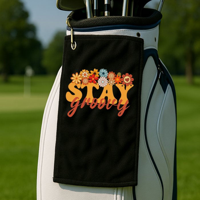 Stay Groovy Flower Power Retro Hippie Vibes Golf Towel