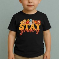 Stay Groovy Flower Power Retro Hippie Vibes Toddler T-Shirt
