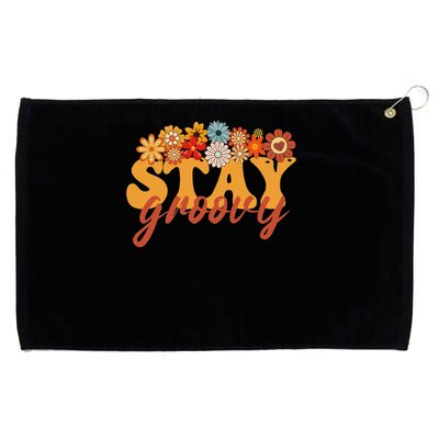 Stay Groovy Flower Power Retro Hippie Vibes Grommeted Golf Towel