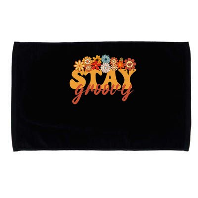 Stay Groovy Flower Power Retro Hippie Vibes Microfiber Hand Towel