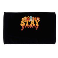 Stay Groovy Flower Power Retro Hippie Vibes Microfiber Hand Towel