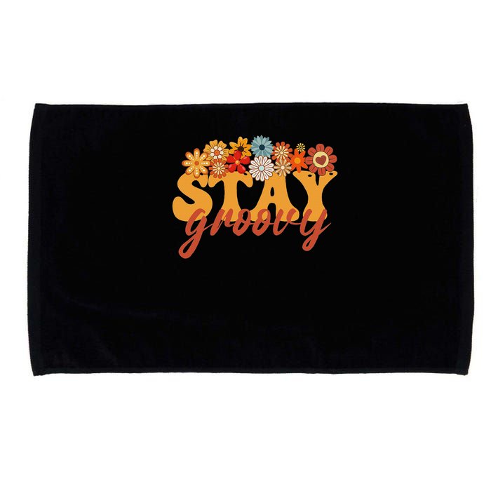Stay Groovy Flower Power Retro Hippie Vibes Microfiber Hand Towel