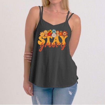 Stay Groovy Flower Power Retro Hippie Vibes Women's Strappy Tank