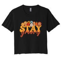 Stay Groovy Flower Power Retro Hippie Vibes Crop Top