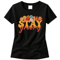 Stay Groovy Flower Power Retro Hippie Vibes Womens T-Shirt